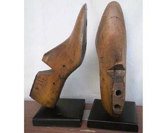 Mid Century American Wood Shoe Mold Bookends - a Pair