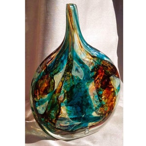 Vintage MDINA Art Glass Vase: Michael Harris MCM Fish Head Axe