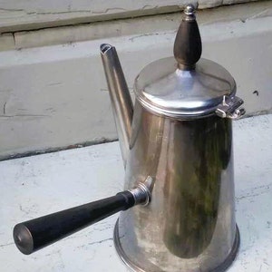 Vintage Wooden Handled Sheffield Silver-Plate Coffee/Teapot EPC USA Art Deco Marked