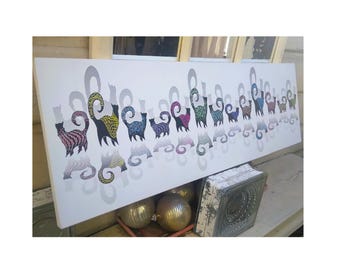 Snobby Cats Line Dance" CATS, Cotton Giclee canvas wrap Limited Edition