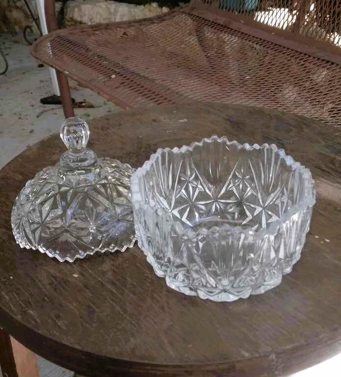 Vintage Crystal Covered Candy Dish Intricate Cut Pattern Etsy