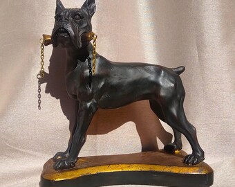 Faux Bronzed Heavy Duty Poly Resin Playful Boxer Sculpture