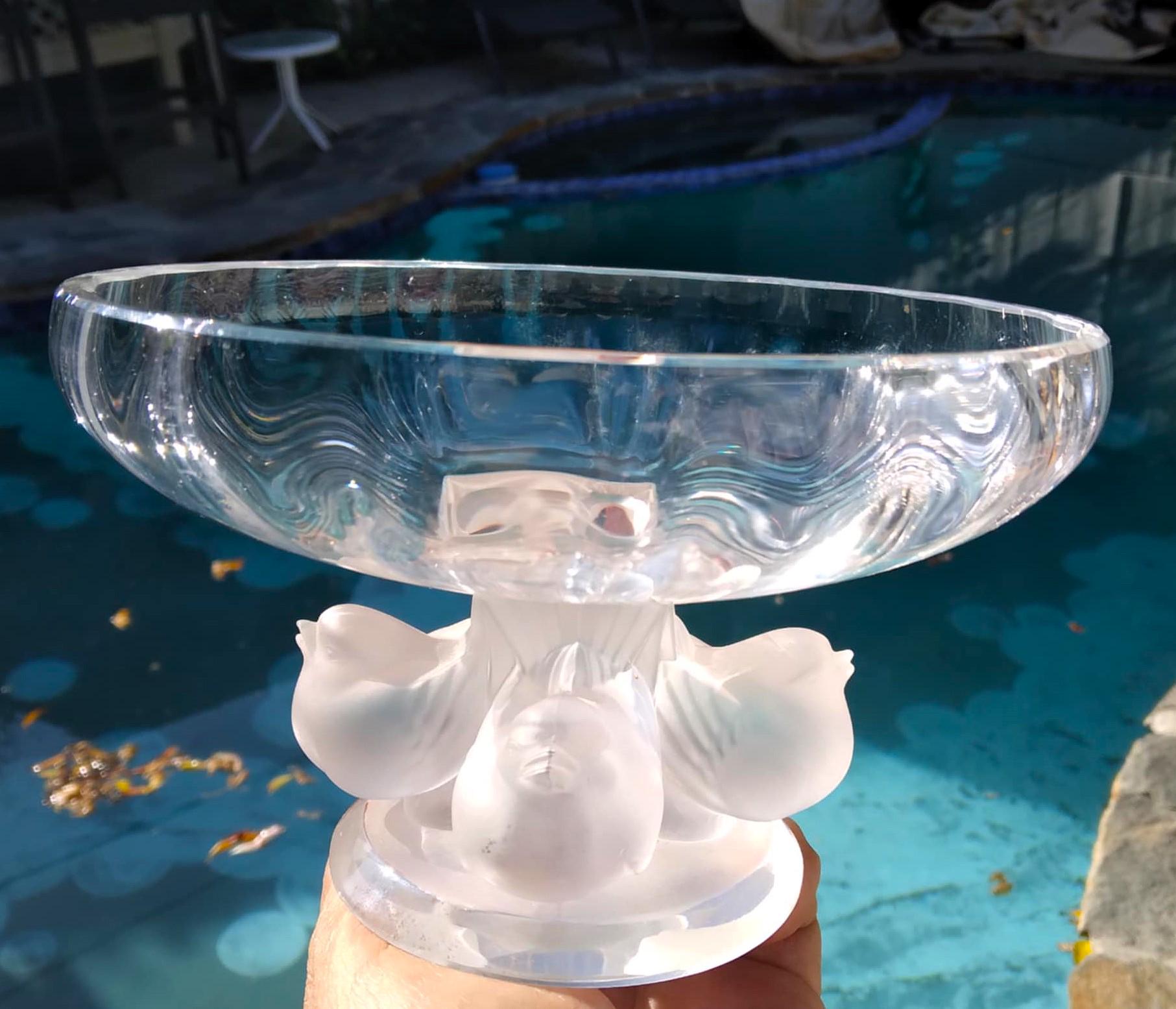 【USED】LALIQUE ラリック　コンポート　コンポート皿　France ラリック コンポート用の透明感のあるクリスタルガラスのお皿