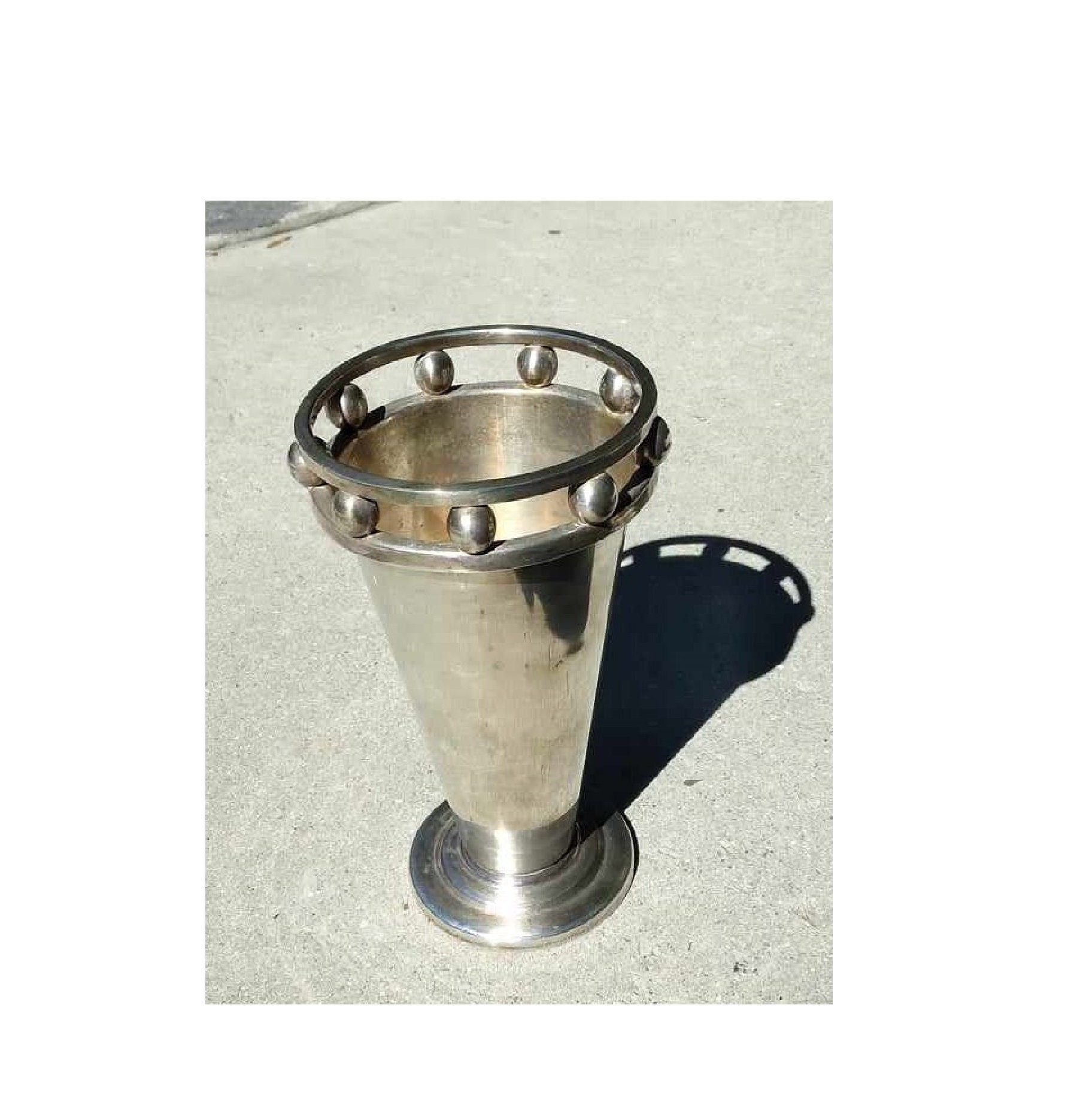 Retro Mid Century Atomic Silverplated Metal Bud Vase Etsy