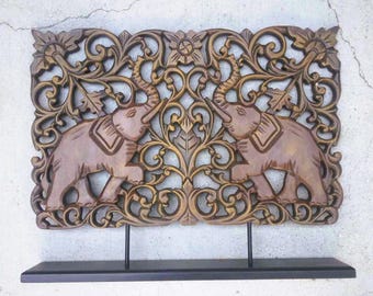 Hand Carved Teak Wood Elephant Sculpture: Thailand Art