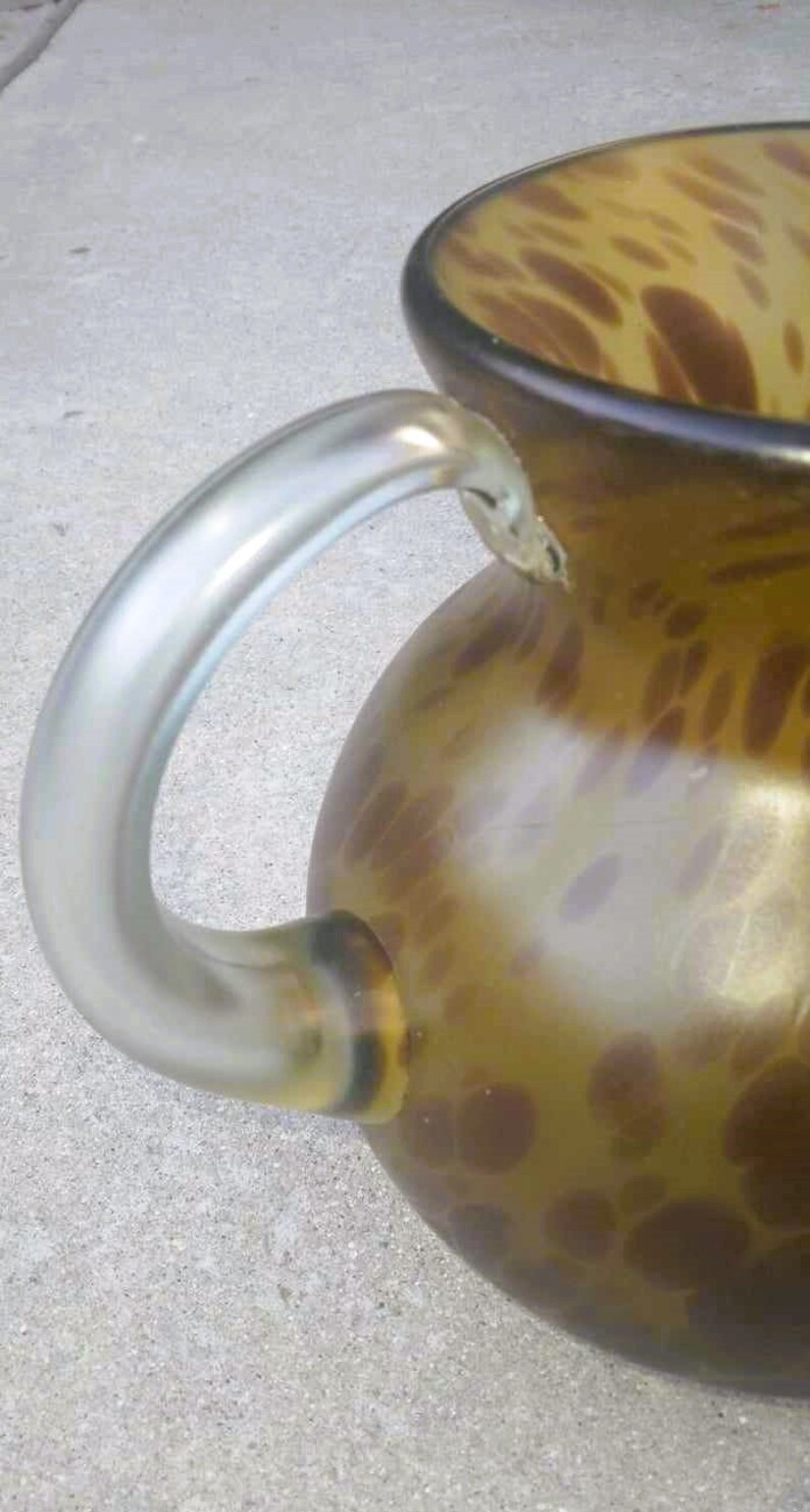 Handblown Art Glass Pitcher With Satin Leopard/tortoise Pattern Clear ...