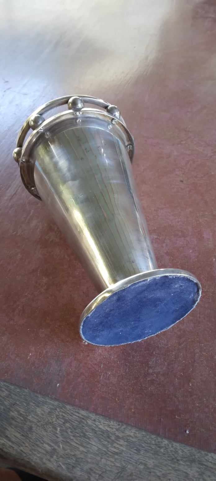 Retro Mid Century Atomic Silverplated Metal Bud Vase Etsy