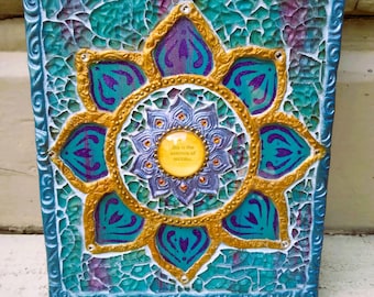 Mixed Media Mosaic Art Wall Plaque by Wendy Brewer: Sunburst Design