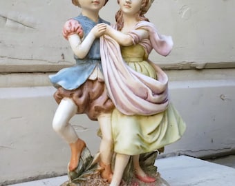 Vintage Heavy Duty Poly Resin Victorian Courting/Dancing Young Romantic Couple