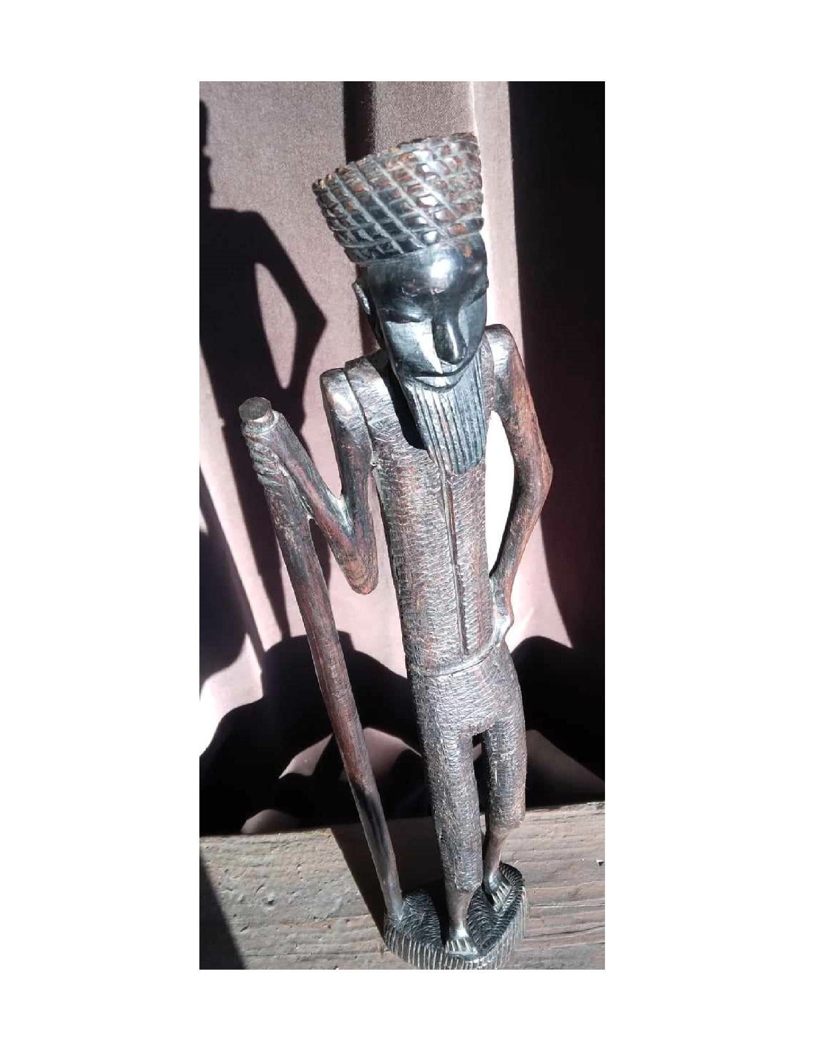 One of a kind African fine art: Authentic Vintage Hand Carved Teak