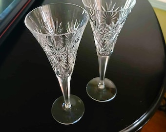 Waterford Cut Crystal Champagne Flutes: Millennium Health Series, Pair