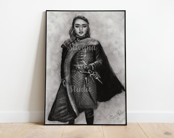Arya Stark Original Charcoal Drawing Juego de Tronos