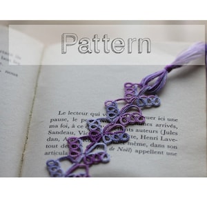 Bookmark tatting pattern originbal bookmarks tatted lace, shuttle tatting or needle tatting DIY - tatted pattern frivolite