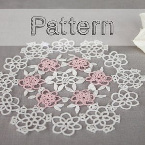 Doily tatting pattern placemat pattern needle tatting lace shuttle tatting or needle tatting DIY tatting pattern frivolity image 1