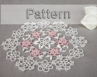 Doily tatting pattern - placemat pattern - needle tatting lace  - shuttle tatting or needle tatting DIY - tatting pattern frivolity