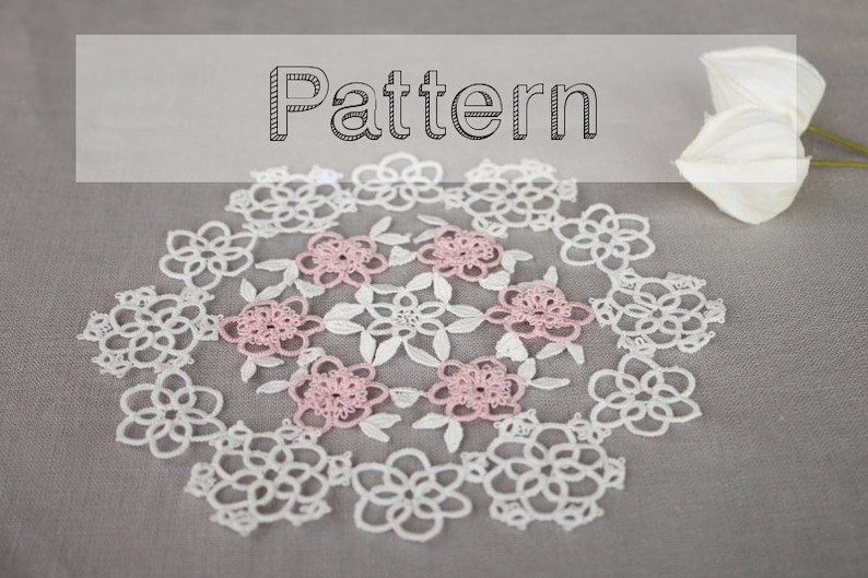 Doily tatting pattern placemat pattern needle tatting lace shuttle tatting or needle tatting DIY tatting pattern frivolity image 1