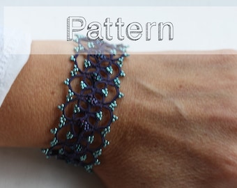 Bracelet tatting pattern cuff shuttle tatting pattern or needle tatting pattern - shuttle tatting tutorial DIY frivolite pattern frivolity