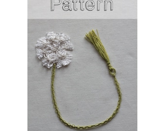 Modèle frivolité  marque-page dent-de-lion fleur frivolité navette aiguille dandelion bookmark tatting pattern shuttle tatting needle signet