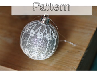 Christmas baubles tatting pattern beginner tatted ball ornament easy shuttle tatting or needle tatting DIY - tatted pattern frivolite