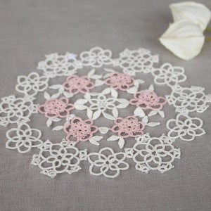 Doily tatting pattern placemat pattern needle tatting lace shuttle tatting or needle tatting DIY tatting pattern frivolity image 2