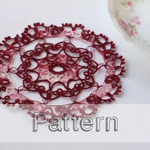 Heart doily tatting pattern placemat pattern needle tatting lace shuttle tatting or needle tatting tatting pattern frivolity image 1