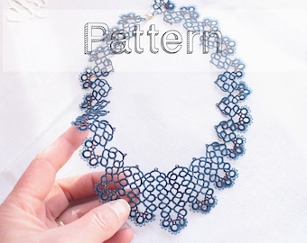 Modèle collier frivolité aiguille - Modèle collier frivolité navette  Necklace tatting pattern shuttle tatting or needle tatted lace pattern