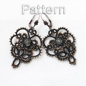 Needle or shuttle tatting earrings pattern - earring tatting pattern shuttle needle jewelry chiacchierino