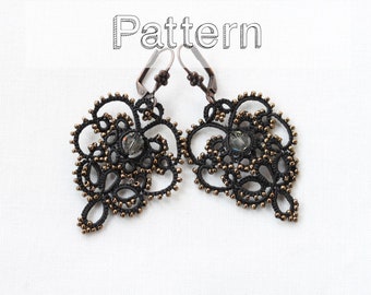 Needle or shuttle tatting earrings pattern - earring tatting pattern shuttle needle jewelry chiacchierino