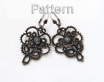 Modèle boucles d'oreilles frivolité aiguille ou navette - earring tatting pattern shuttle needle jewelry chiacchierino