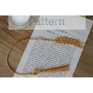 Ear of wheat bookmark tatting pattern beginner bookmarks tatted lace, easy shuttle tatting or needle tatting DIY - tatted pattern frivolite