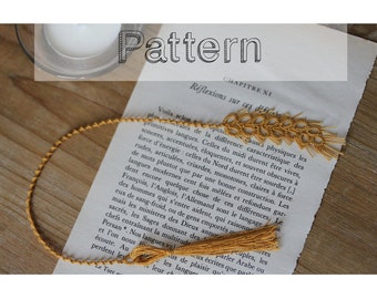 Ear of wheat bookmark tatting pattern beginner bookmarks tatted lace, easy shuttle tatting or needle tatting DIY - tatted pattern frivolite