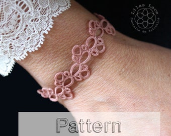 Romance Bracelet tatting pattern cuff shuttle tatting pattern or needle tatting pattern - shuttle tatting tutorial DIY frivolite pattern