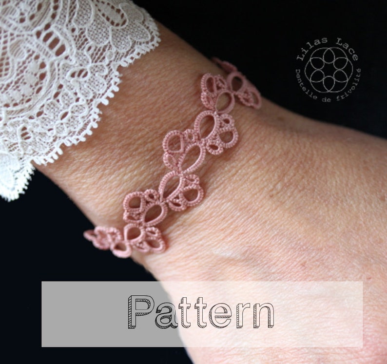 Romance Bracelet tatting pattern cuff shuttle tatting pattern or needle tatting pattern shuttle tatting tutorial DIY frivolite pattern image 1