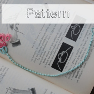 Flower bookmark tatting pattern beginner bookmarks tatted lace, easy shuttle tatting or needle tatting DIY - tatted pattern frivolite