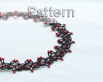 Tatting pattern SET necklace and earrings tatted jewelry shuttle tatting pattern or needle tatting pattern frivolite frivolity tatted lace