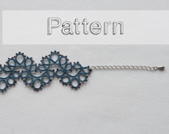 Modèle bracelet frivolité aiguille ou navette - tatting pattern -  tuto inclu - patron frivolité en français et anglais- bijou frivolité