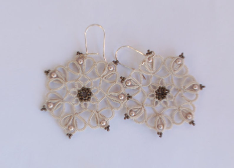 Earrings tatting pattern tatted lace earrings shuttle Etsy