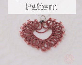 Pattern pattern for heart shuttle tatting pattern or needle tatting pattern - do it by yourself - tatted jewelry pattern - frivolite pattern