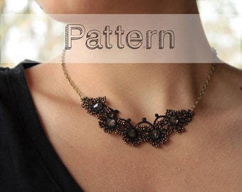 Tatting pattern for a necklace - needle tatting lace  - shuttle tatting or needle tatting DIY - tatting pattern frivolity