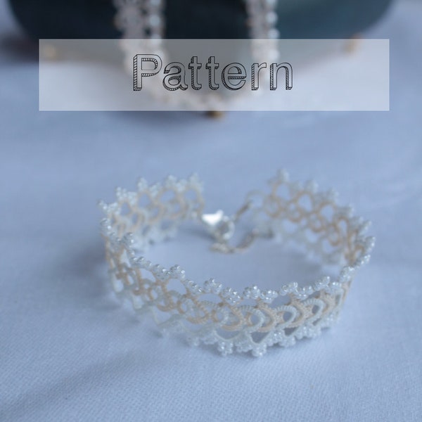 Bracelet celtique tatting pattern cuff shuttle tatting pattern or needle tatting pattern - shuttle tatting tutorial DIY frivolite pattern