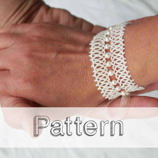 Patron bracelet en frivolité - modèle frivolité navette ou à l'aiguille - manchette bracelet tatting pattern shuttle needle ANKARS