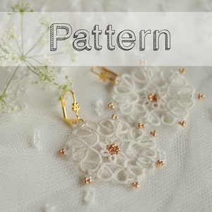 Earrings tatting pattern - tatted lace earrings - shuttle tatting pattern or needle tatting pattern frivolite frivolity tatted lace tutorial