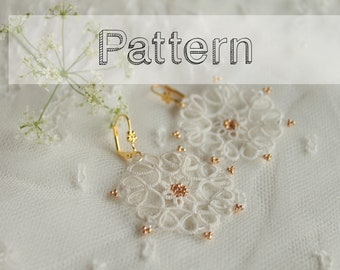 Earrings tatting pattern - tatted lace earrings - shuttle tatting pattern or needle tatting pattern frivolite frivolity tatted lace tutorial