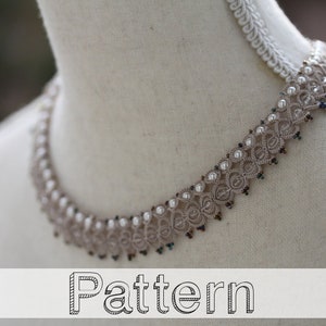 Tatting pattern for necklace - tatted jewelry - shuttle tatting pattern or needle tatting pattern frivolite frivolity tatted lace tutorial