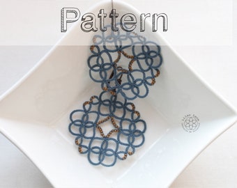 Tatting pattern for earrings - tatted jewelry - shuttle tatting pattern or needle tatting pattern frivolite frivolity tatted lace tutorial