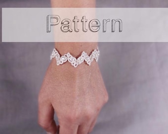 Bracelet tatting pattern cuff shuttle tatting pattern or needle tatting pattern - shuttle tatting tutorial DIY frivolite pattern frivolity