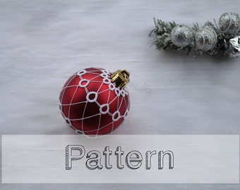Christmas baubles tatting pattern beginner tatted ball ornament easy shuttle tatting or needle tatting DIY - tatted pattern frivolite