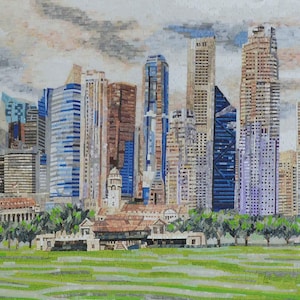 Singapore Skyline Mosaic Art Home Decor Wall Art Mosaic Decorative Piece