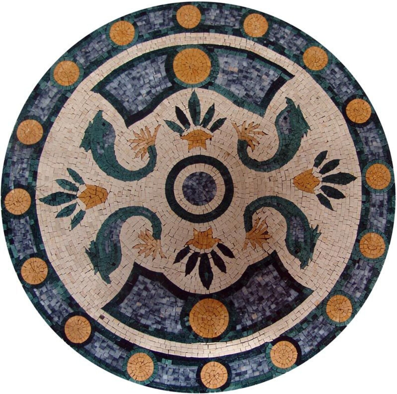 Round Botanical Mosaic - Agater - Etsy