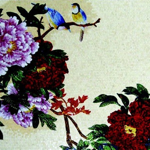 Mosaic Artwork - Two Blue Birds On A Tree